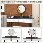 Costway Ensemble Coiffeuse en Bois Massif avec Miroir LED