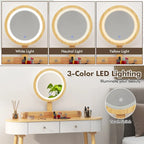 Costway Ensemble Coiffeuse en Bois Massif avec Miroir LED