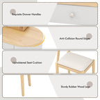 Costway Ensemble Coiffeuse en Bois Massif avec Miroir LED