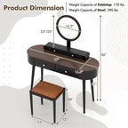 Costway Ensemble Coiffeuse en Bois Massif avec Miroir LED