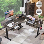 Bureau d'ordinateur électrique en L de 60 po, bureau de jeu réglable en hauteur