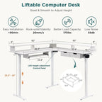 Bureau d'ordinateur électrique en L de 60 po, bureau de jeu réglable en hauteur