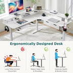 Bureau d'ordinateur électrique en L de 60 po, bureau de jeu réglable en hauteur