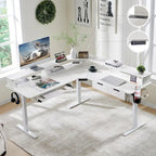 Bureau d'ordinateur électrique en L de 60 po, bureau de jeu réglable en hauteur