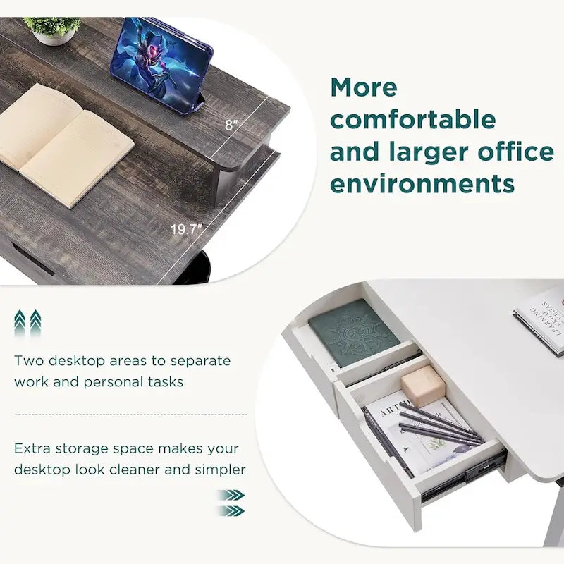 Bureau d'ordinateur électrique en L de 60 po, bureau de jeu réglable en hauteur