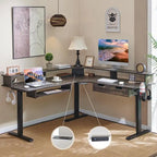 Bureau d'ordinateur électrique en L de 60 po, bureau de jeu réglable en hauteur