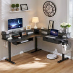 Bureau d'ordinateur électrique en L de 60 po, bureau de jeu réglable en hauteur