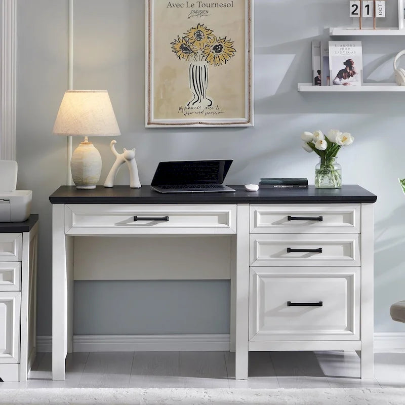 Bureau de style « ferme moderne », bureau d'ordinateur avec meuble de classement