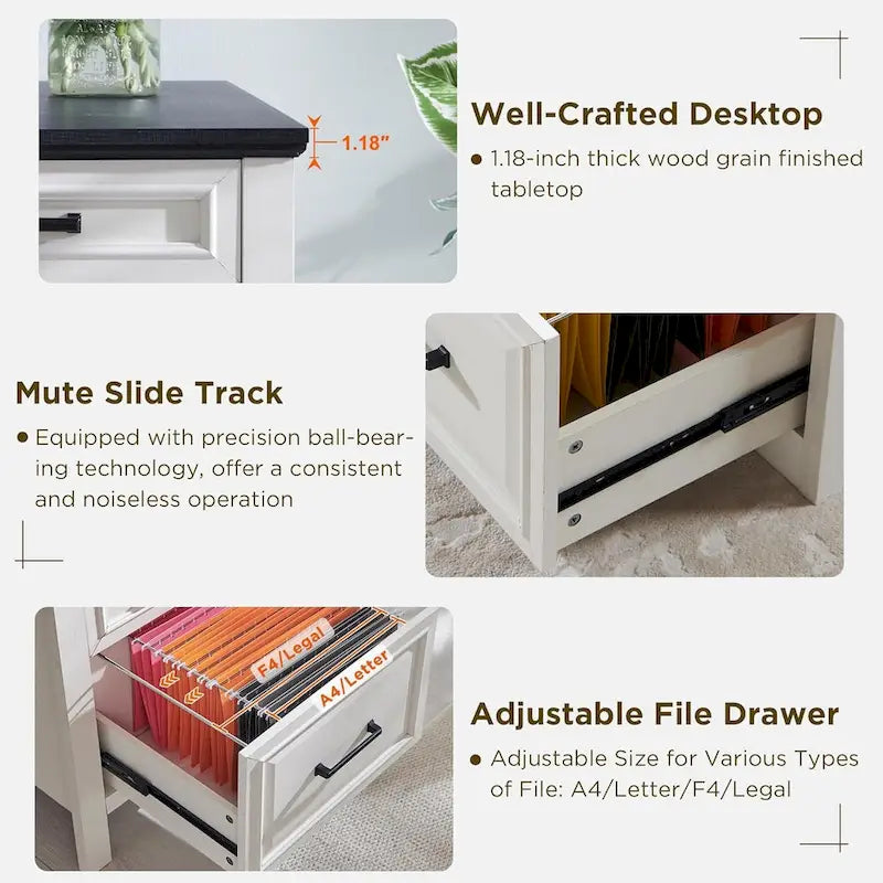 Bureau de style « ferme moderne », bureau d'ordinateur avec meuble de classement