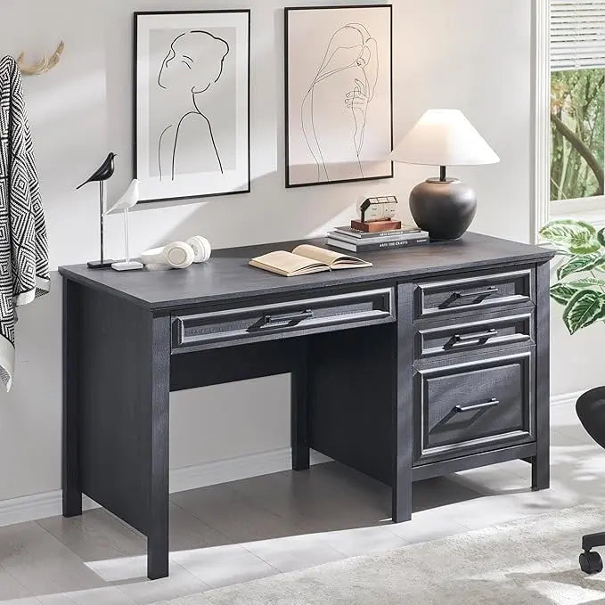 Bureau de style « ferme moderne », bureau d'ordinateur avec meuble de classement