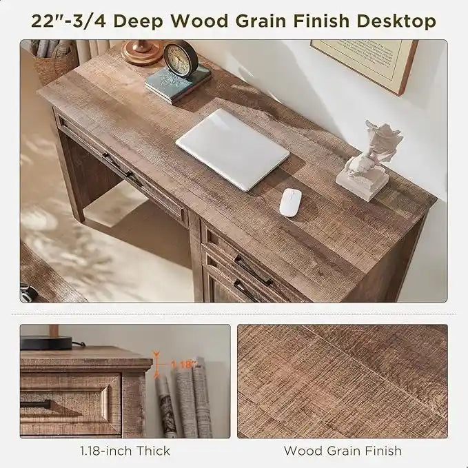 Bureau de style « ferme moderne », bureau d'ordinateur avec meuble de classement