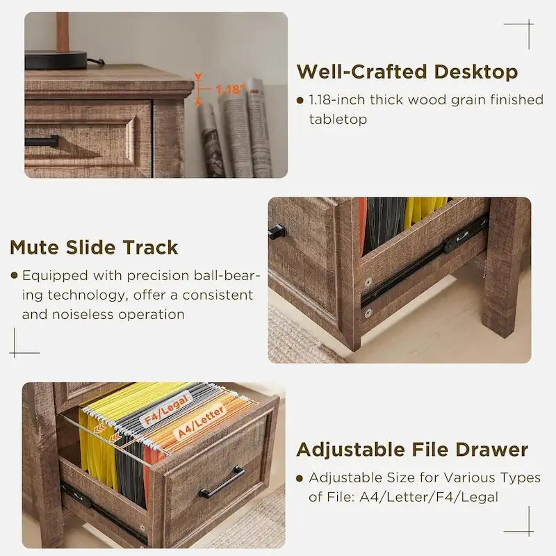 Bureau de style « ferme moderne », bureau d'ordinateur avec meuble de classement