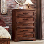 Commode de campagne à 5 tiroirs, en bois rustique