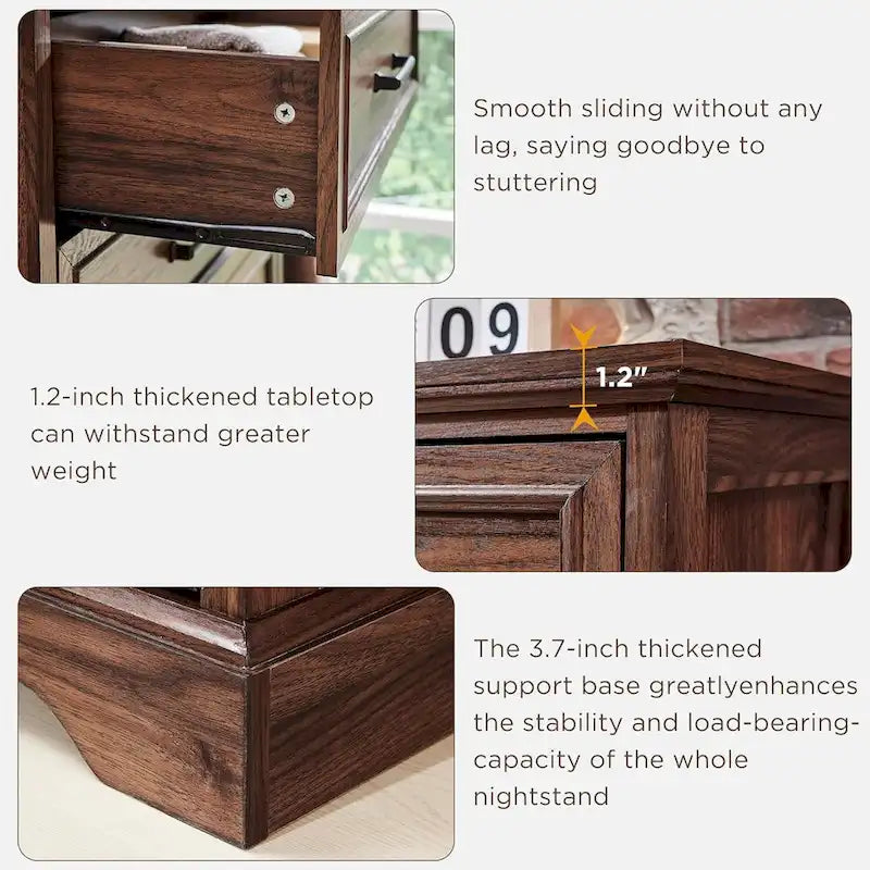 Commode de campagne à 5 tiroirs, en bois rustique