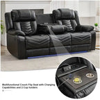 Ensemble de canapés inclinables électriques 6 places avec gravité zéro, haut-parleur de basses, chargeur sans fil, ports USB/Type-C, lumières LED, porte-gobelets, gris
