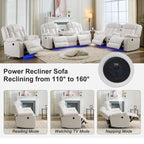 Ensemble de canapés inclinables électriques 6 places avec gravité zéro, haut-parleur de basses, chargeur sans fil, ports USB/Type-C, lumières LED, porte-gobelets, gris