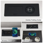 Ensemble de canapés inclinables électriques 6 places avec gravité zéro, haut-parleur de basses, chargeur sans fil, ports USB/Type-C, lumières LED, porte-gobelets, gris