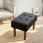 Petit repose-pieds ottoman, repose-pieds ottoman en lin avec pieds, repose-pieds rembourré rectangulaire pour canapé, salon, sous le bureau