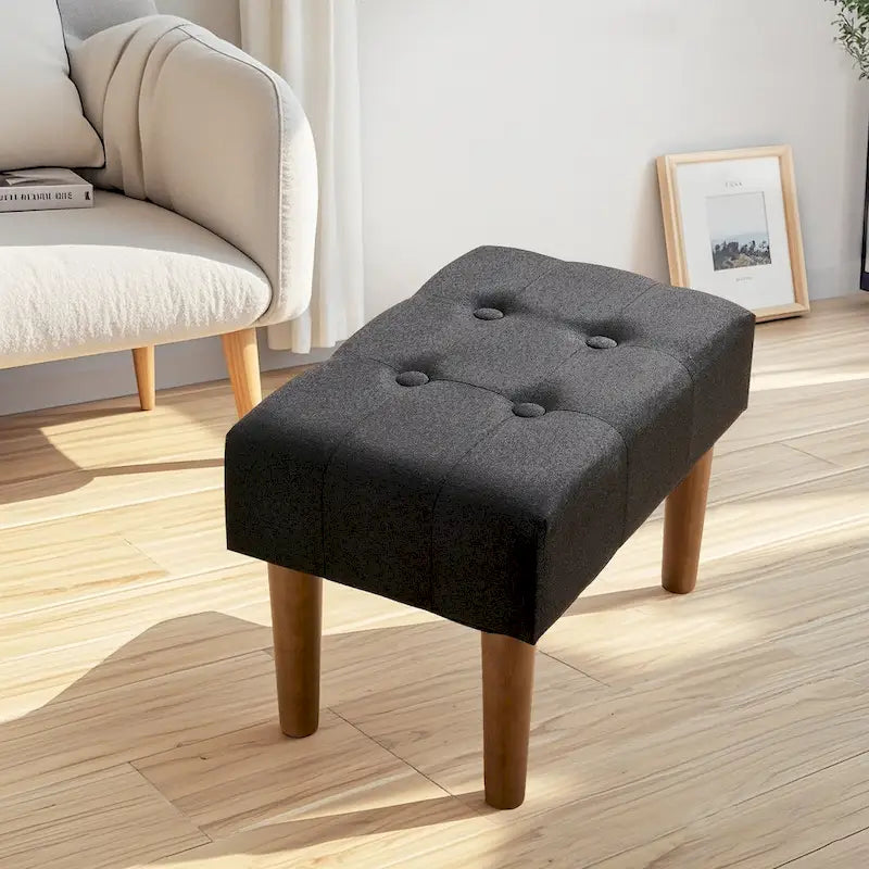 Petit repose-pieds ottoman, repose-pieds ottoman en lin avec pieds, repose-pieds rembourré rectangulaire pour canapé, salon, sous le bureau