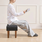 Petit repose-pieds ottoman, repose-pieds ottoman en lin avec pieds, repose-pieds rembourré rectangulaire pour canapé, salon, sous le bureau