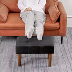 Petit repose-pieds ottoman, repose-pieds ottoman en lin avec pieds, repose-pieds rembourré rectangulaire pour canapé, salon, sous le bureau