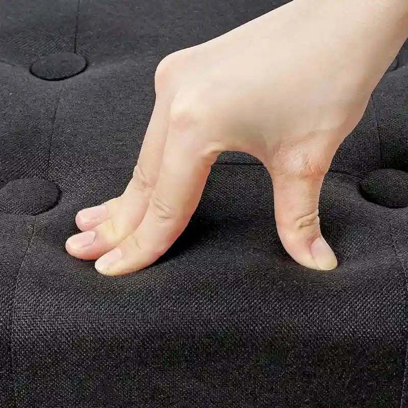 Petit repose-pieds ottoman, repose-pieds ottoman en lin avec pieds, repose-pieds rembourré rectangulaire pour canapé, salon, sous le bureau