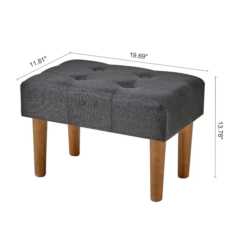 Petit repose-pieds ottoman, repose-pieds ottoman en lin avec pieds, repose-pieds rembourré rectangulaire pour canapé, salon, sous le bureau