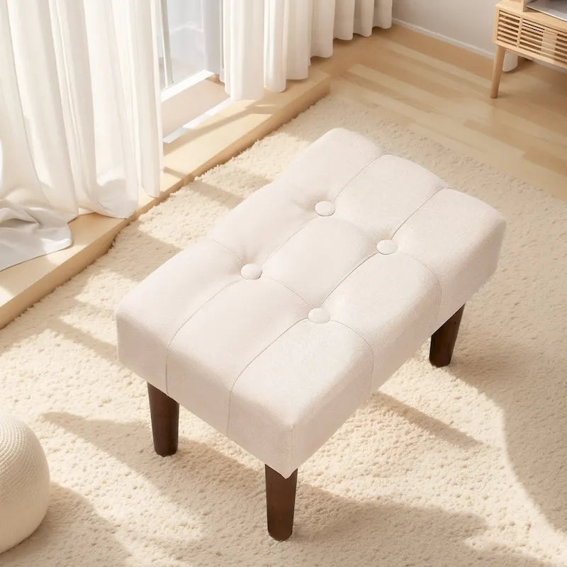 Petit repose-pieds ottoman, repose-pieds ottoman en lin avec pieds, repose-pieds rembourré rectangulaire pour canapé, salon, sous le bureau