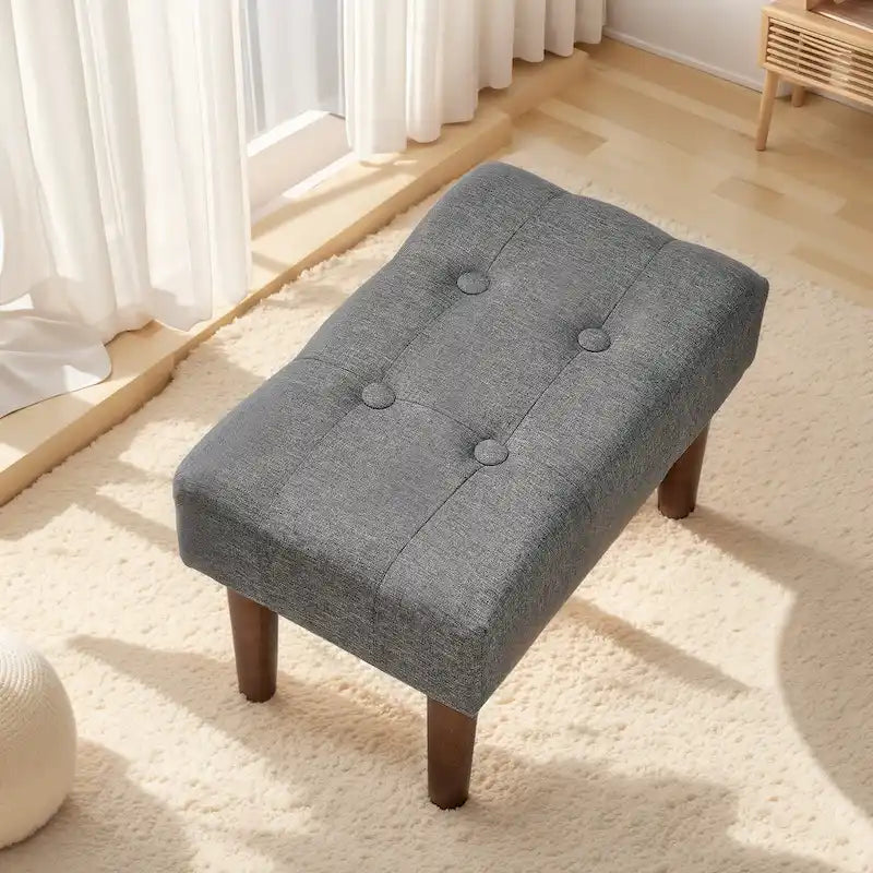 Petit repose-pieds ottoman, repose-pieds ottoman en lin avec pieds, repose-pieds rembourré rectangulaire pour canapé, salon, sous le bureau