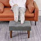 Petit repose-pieds ottoman, repose-pieds ottoman en lin avec pieds, repose-pieds rembourré rectangulaire pour canapé, salon, sous le bureau