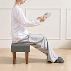 Petit repose-pieds ottoman, repose-pieds ottoman en lin avec pieds, repose-pieds rembourré rectangulaire pour canapé, salon, sous le bureau