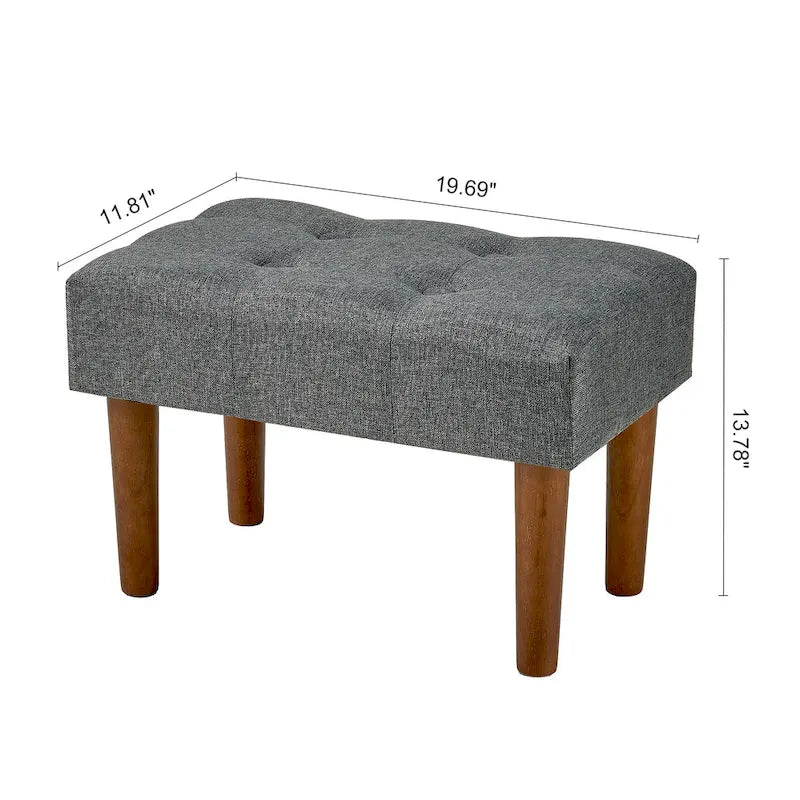 Petit repose-pieds ottoman, repose-pieds ottoman en lin avec pieds, repose-pieds rembourré rectangulaire pour canapé, salon, sous le bureau
