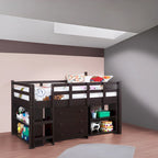Lit mezzanine simple bas avec bureau et rangement - Lit mezzanine pour enfants en pin avec armoire et espace d'étude