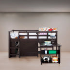 Lit mezzanine simple bas avec bureau et rangement - Lit mezzanine pour enfants en pin avec armoire et espace d'étude