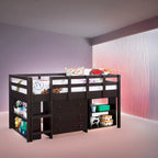 Lit mezzanine simple bas avec bureau et rangement - Lit mezzanine pour enfants en pin avec armoire et espace d'étude
