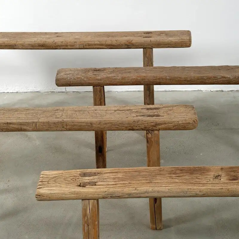Banc Noodle Vintage Bois Naturel Vieilli (taille et finition variables)