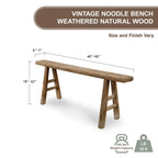 Banc Noodle Vintage Bois Naturel Vieilli (taille et finition variables)