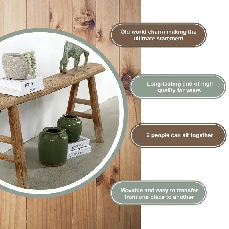 Banc Noodle Vintage Bois Naturel Vieilli (taille et finition variables)