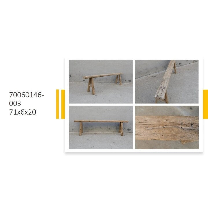 Banc Noodle Vintage Bois Naturel Vieilli (taille et finition variables)