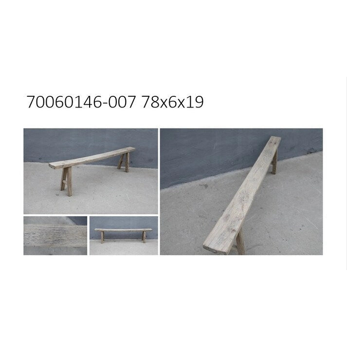 Banc Noodle Vintage Bois Naturel Vieilli (taille et finition variables)