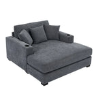 Chaise longue surdimensionnée en tissu chenille, 39,7/43,5/55, avec oreillers, station de charge et porte-gobelets