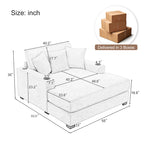 Chaise longue surdimensionnée en tissu chenille, 39,7/43,5/55, avec oreillers, station de charge et porte-gobelets