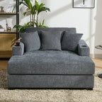 Chaise longue surdimensionnée en tissu chenille, 39,7/43,5/55, avec oreillers, station de charge et porte-gobelets