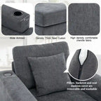 Chaise longue surdimensionnée en tissu chenille, 39,7/43,5/55, avec oreillers, station de charge et porte-gobelets