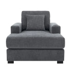 Chaise longue surdimensionnée en tissu chenille, 39,7/43,5/55, avec oreillers, station de charge et porte-gobelets