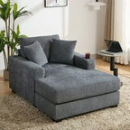 Chaise longue surdimensionnée en tissu chenille, 39,7/43,5/55, avec oreillers, station de charge et porte-gobelets
