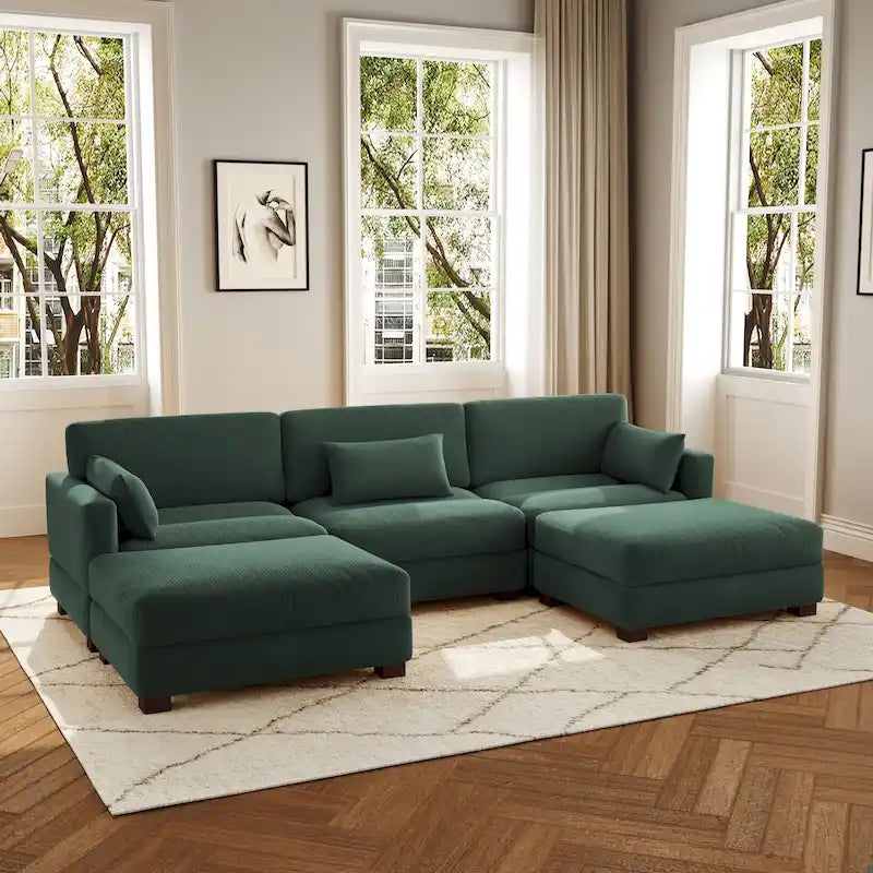Canapé modulaire sectionnel en U 5 places avec pouf