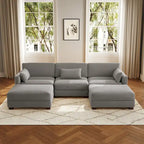Canapé modulaire sectionnel en U 5 places avec pouf