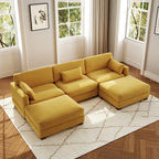 Canapé modulaire sectionnel en U 5 places avec pouf