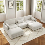 Canapé modulaire sectionnel en U 5 places avec pouf